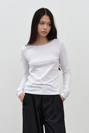 W 모달 긴팔 티셔츠 White