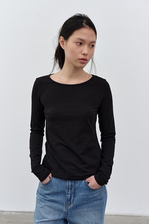 W 모달 긴팔 티셔츠 Black