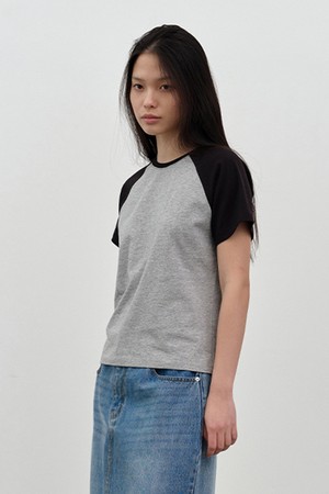 W 래글런 반팔 티셔츠 Melange Gray