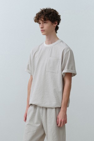페블 시어서커 반팔 티셔츠 Warm Gray