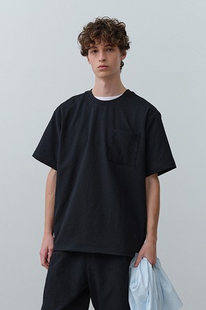 페블 시어서커 반팔 티셔츠 Navy