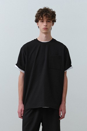 페블 시어서커 반팔 티셔츠 Black