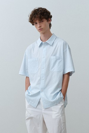 시어서커 반팔 셔츠 Light Blue