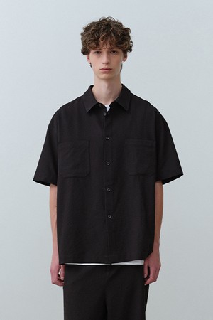 시어서커 반팔 셔츠 Black