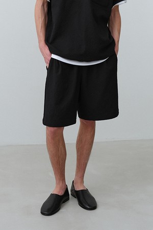 페블 시어서커 하프 팬츠 Black