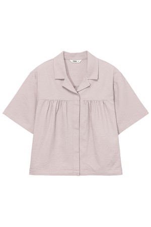 W 시어서커 셔링 반팔 셔츠 Rose Pink