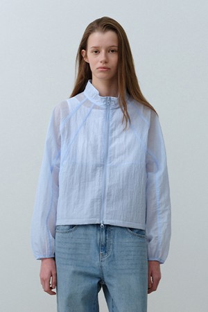 W 베일 하이넥 자켓 Light Blue