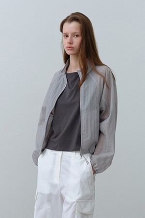 W 베일 하이넥 자켓 Light Gray