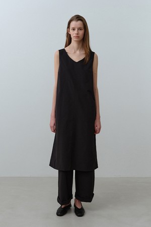 W 뱀부에어 브이넥 원피스 Black