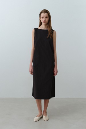 W 뱀부에어 보트넥 원피스 Black