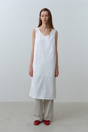 W 뱀부에어 브이넥 원피스 White