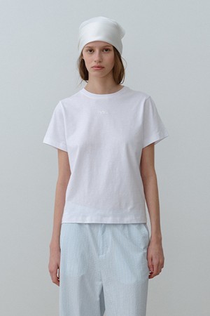 W 코튼 베이직 반팔 티셔츠 White