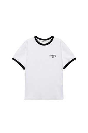 KIDS 코튼 링거 반팔 티셔츠 White