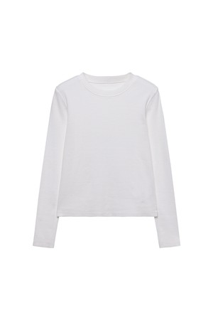 골지 라운드 긴팔 티셔츠 White
