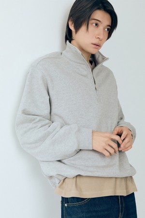 에센셜 스웻 하프넥 집업 Melange Gray