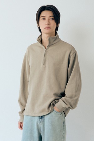 에센셜 스웻 하프넥 집업 Taupe