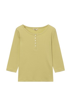 W 골지 7부 티셔츠 Yellow Green