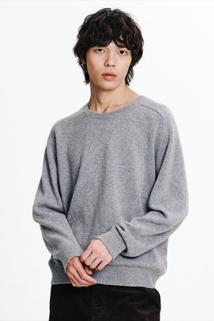 베이직 라운드넥 니트 Melange Gray