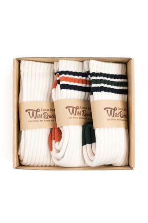 VIN TENNIS SOCKS SET (ivory/orange/green)