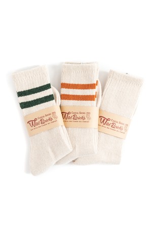 WOOL VIN TENNIS SOCKS SET (ivory/orange/green)