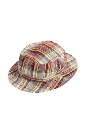 MD CHECK BUCKET HAT (burgundy)