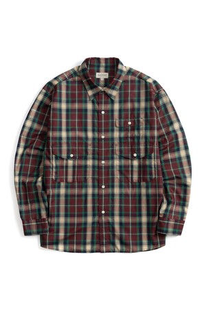 SC THREE-POCKET SCOUT SHIRT (burgundy&navy)