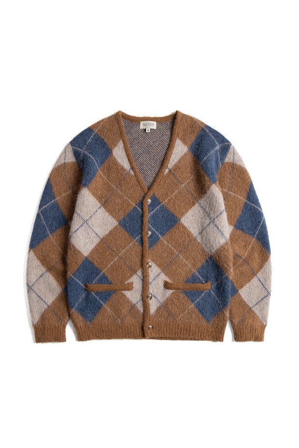 WILD BRICKS - 가디건 - TC ARGYLE MOHAIR CARDIGAN (camel)