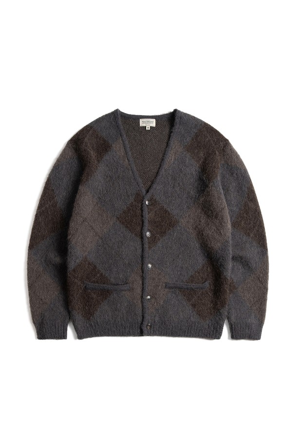 WILD BRICKS - 가디건 - TC ARGYLE MOHAIR CARDIGAN (grey)