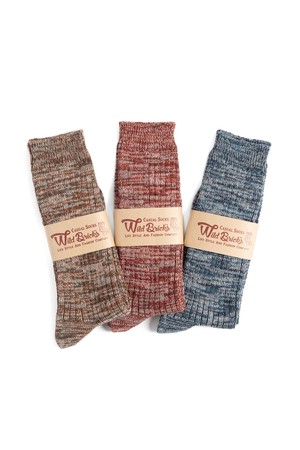 FCM COTTON MELANGE SOCKS SET (olive/red/blue)