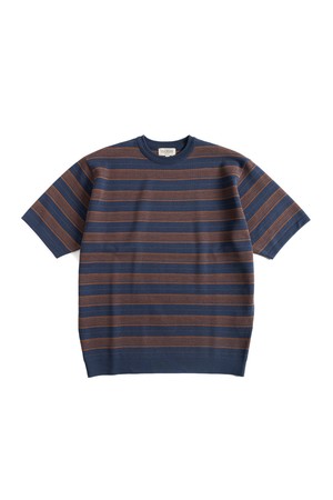 W23 KNITTED STRIPE T-SHIRT (blue&brown)
