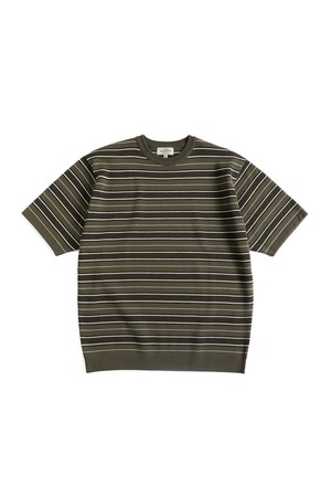 W23 KNITTED STRIPE T-SHIRT (olive&black)