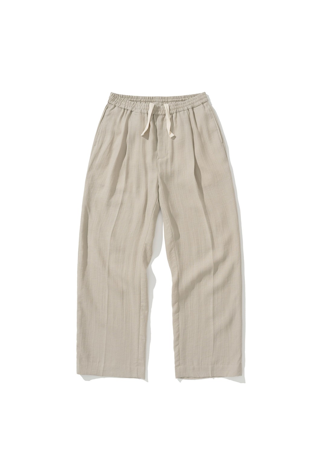 UNIFORM BRIDGE - 캐주얼팬츠 - one tuck linen easy pants  light grey