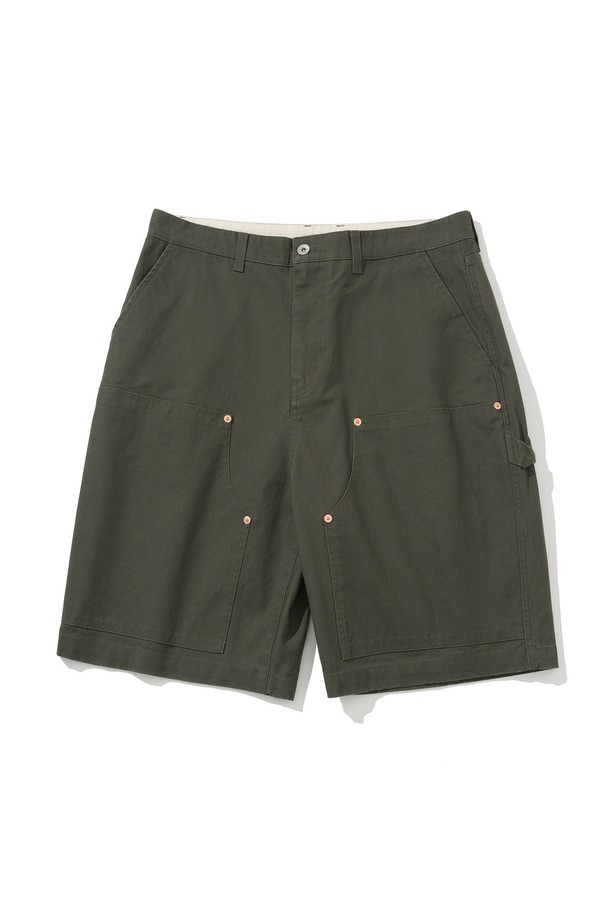 UNIFORM BRIDGE - 하프팬츠 - double knee short pants olive