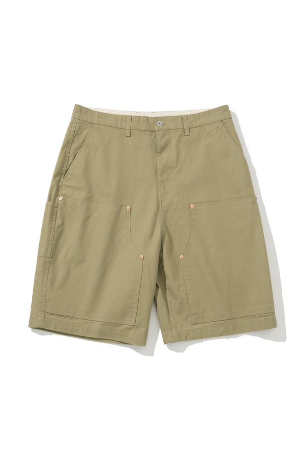 UNIFORM BRIDGE - 하프팬츠 - double knee short pants khaki beige