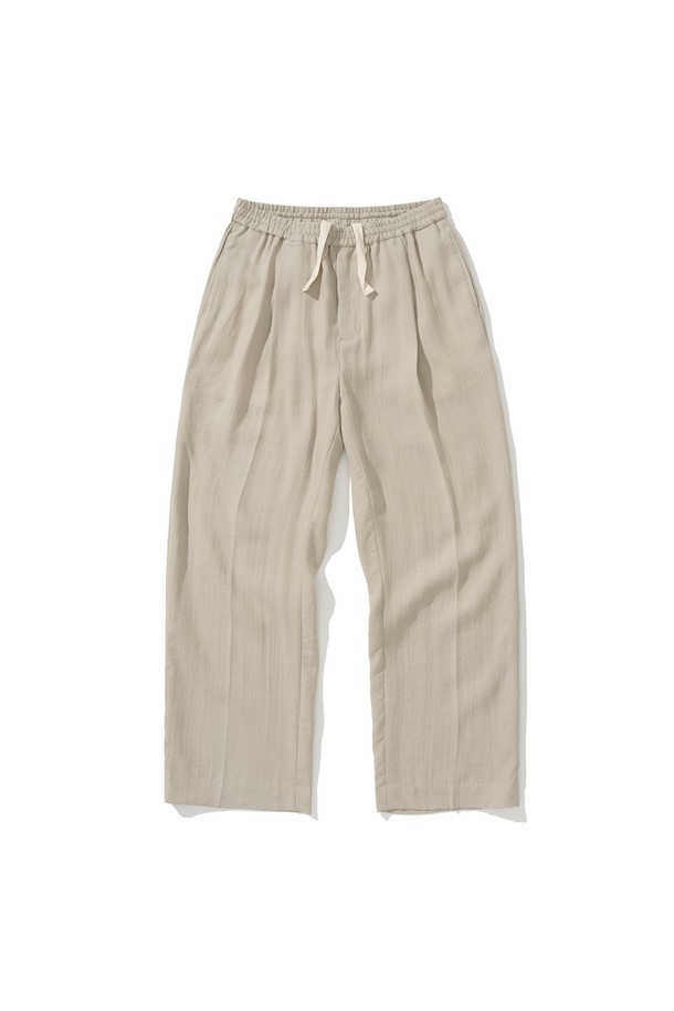 UNIFORM BRIDGE - 캐주얼팬츠 - one tuck linen easy pants  light grey