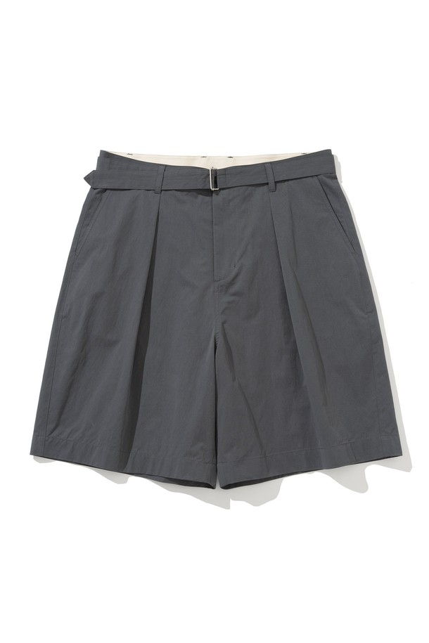 UNIFORM BRIDGE - 하프팬츠 - belted short pants charcoal