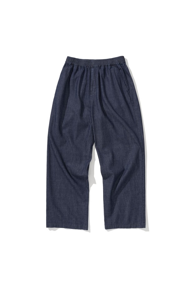 UNIFORM BRIDGE - 캐주얼팬츠 - easy denim string pants 6oz Indigo washed