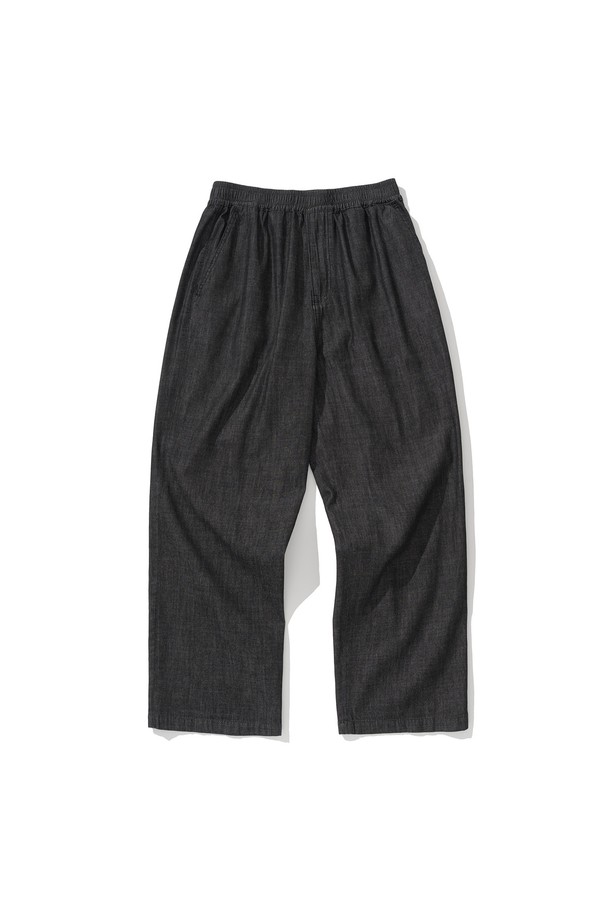 UNIFORM BRIDGE - 캐주얼팬츠 - easy denim string pants 6oz black washed