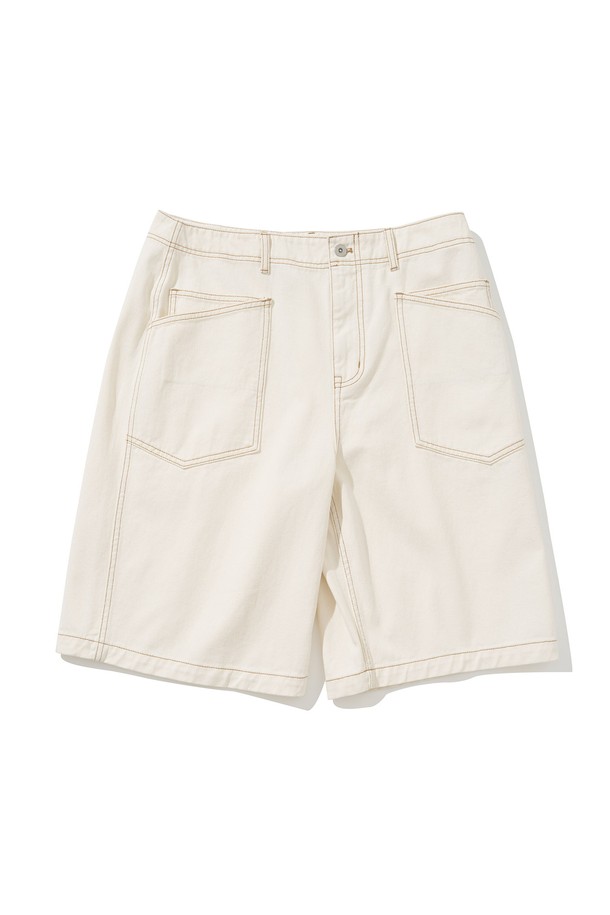 UNIFORM BRIDGE - 하프팬츠 - bermuda fatigue shorts natural