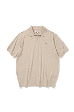 boucle polo s/s knit beige