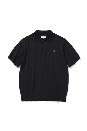 boucle polo s/s knit black