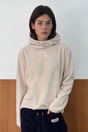 No.5 Fleece Hoodie - Beige_BEIGE-a