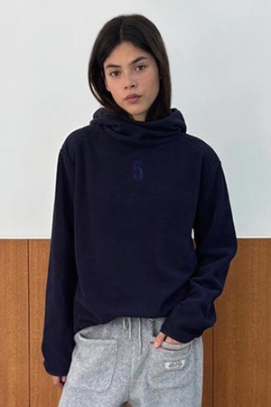 No.5 Fleece Hoodie - Navy_NAVY-a