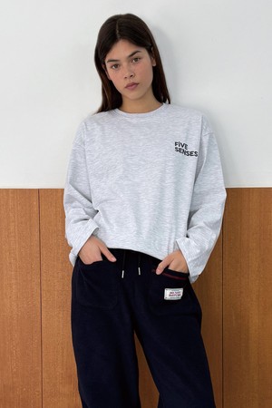 Five Senses Long Sleeve - Light Melange_GREY-a