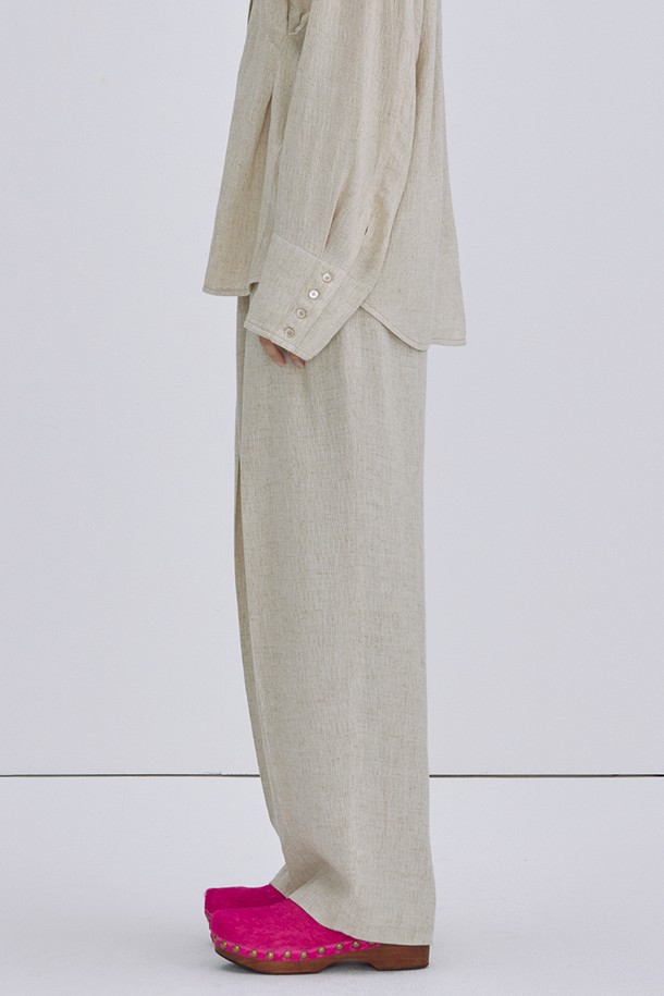 WNDERKAMMER - 롱/미디팬츠 - [22SS] Linen Tuck Trousers_Beige