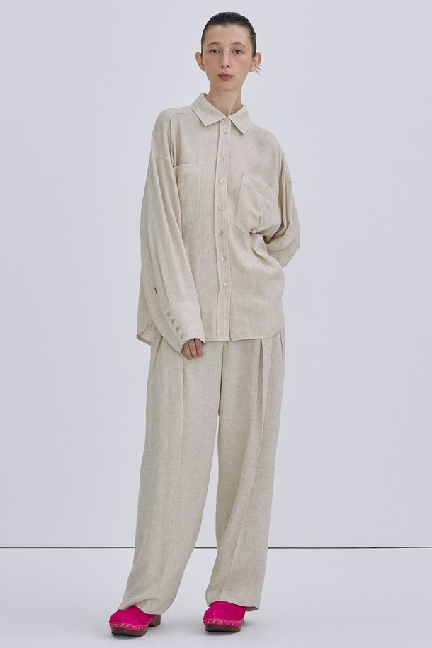 WNDERKAMMER - 롱/미디팬츠 - [22SS] Linen Tuck Trousers_Beige