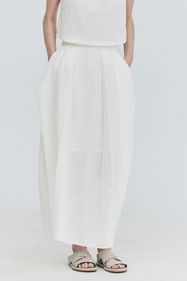 WNDERKAMMER - 롱스커트 - [23SS] Gather Balloon Long Skirt_White