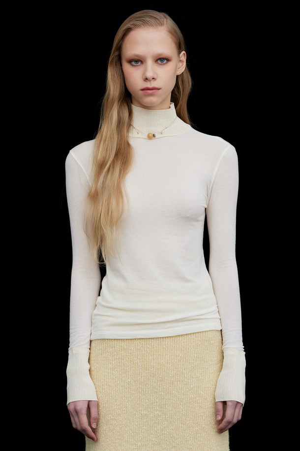 WNDERKAMMER - 터틀넥 - Wool Knit Half Turtleneck-T_Ivory