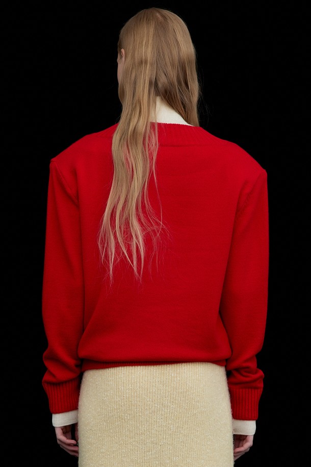 WNDERKAMMER - 스웨터 - Classic V-neck Knit_Red