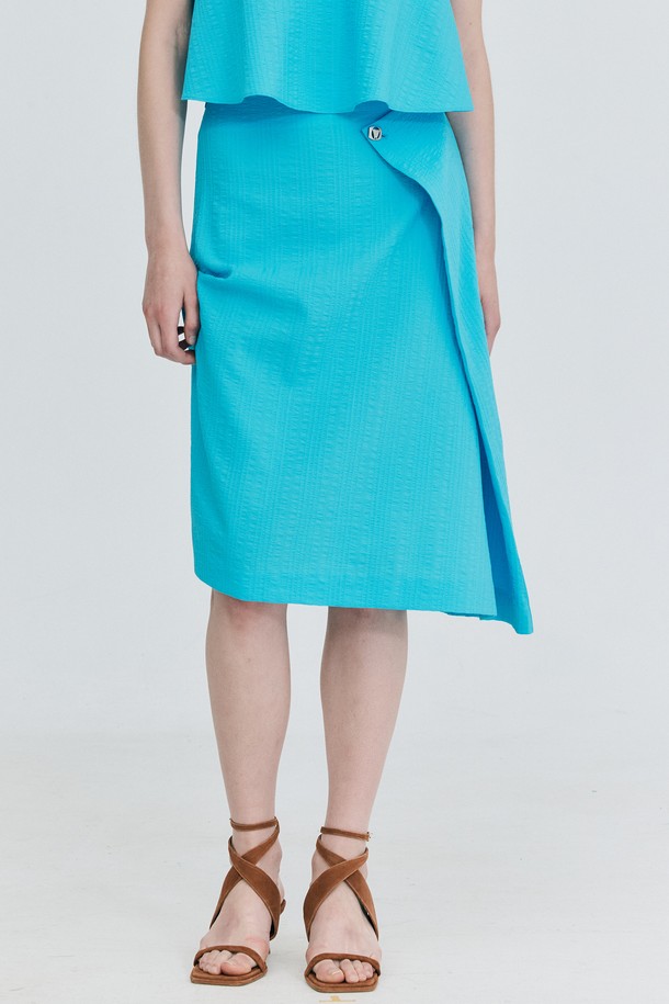 WNDERKAMMER - 블라우스 - [23SS] Tuck Pencil Skirt_Blue